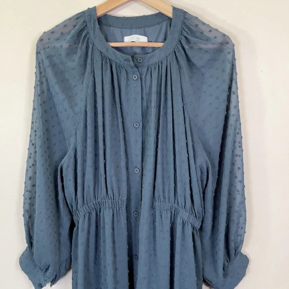 Oak + Fort Swissdot Midi Dark Turquoise Dress - Picture 6 of 15